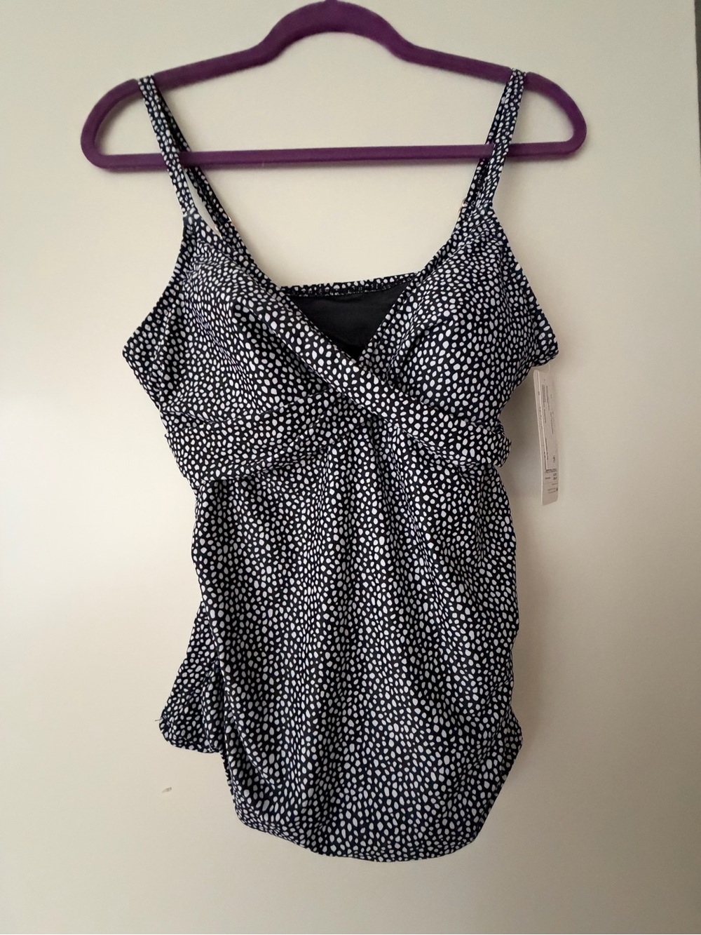 Women’s Black & White Polka Dot Tankini Top